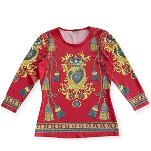 J. McLaughlin Women’s Signature Tee Top Size XS Eastbury Red Gold